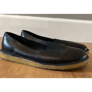 Rachel Comey Black Leather Slip-On Flats with Rubber Sole